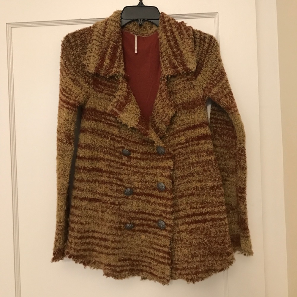 Free People Double Breasted Fuzzy Jacket